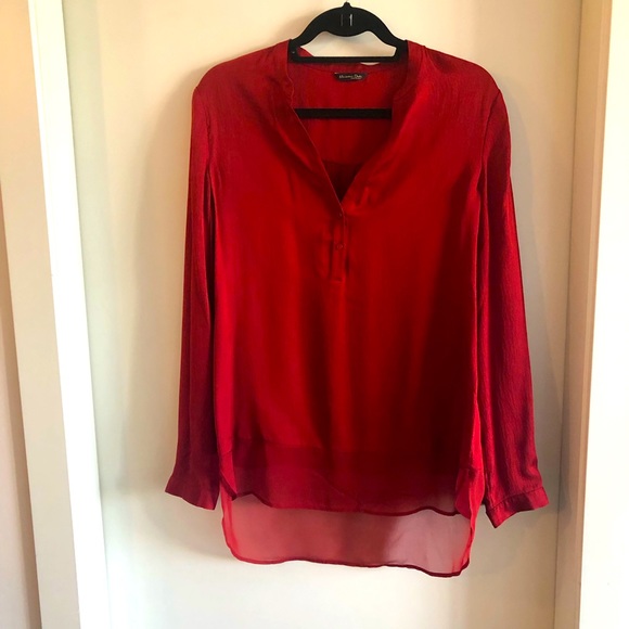 Massimo Dutti Tops - Massimo Dutti Two-Fabric Red Blouse